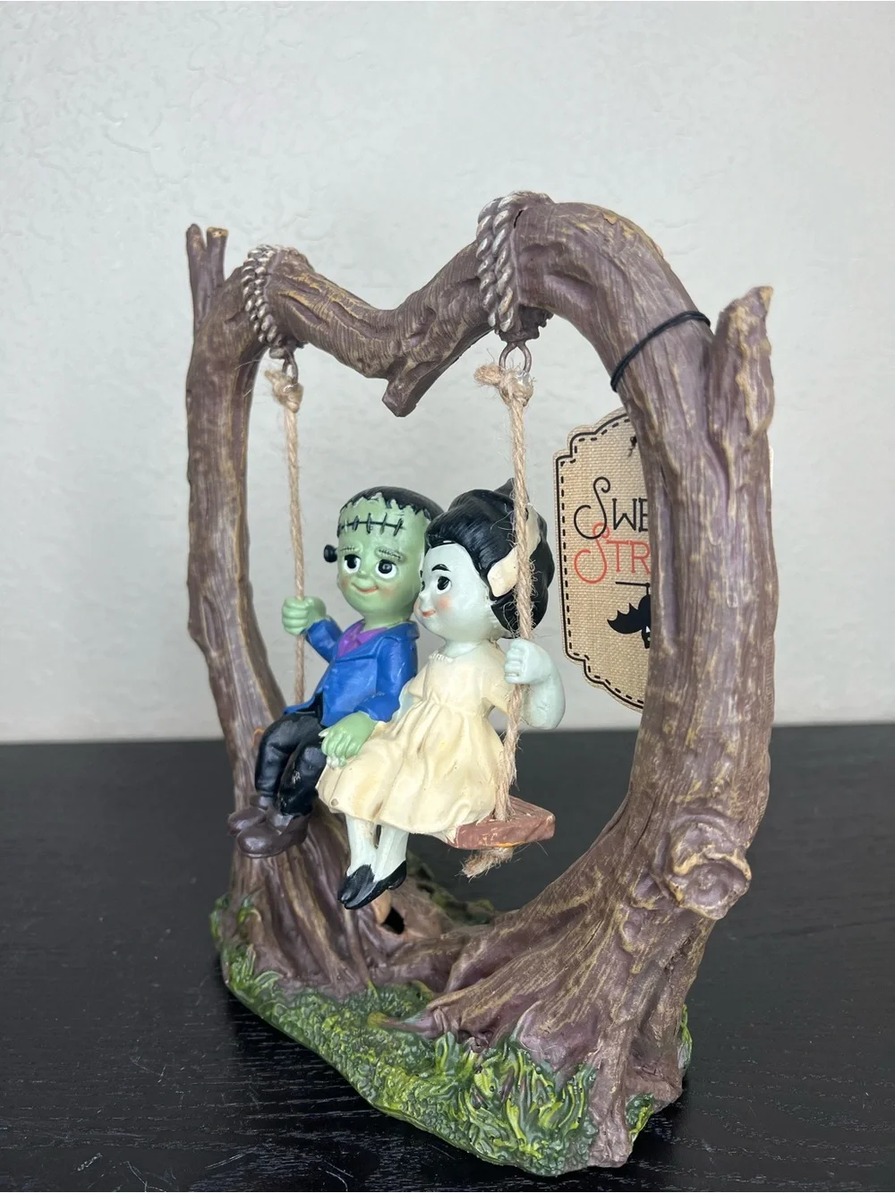 NEW Sweet Street Frankenstein & Bride of Frankenstein on Heart Swing Decor